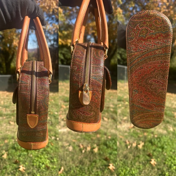 Etro Mini Dome Bag with COA, E Logo, External Cargo Pocket, Canvas & Leather - Picture 14 of 14